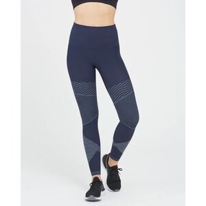 NEW Spanx Look At Me Now Seamless Moto Legging Indigo Blue Women M Petite
